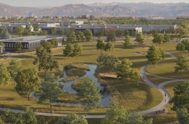 Artist rendering of The Redtail Ridge development in Louisville, Colorado.