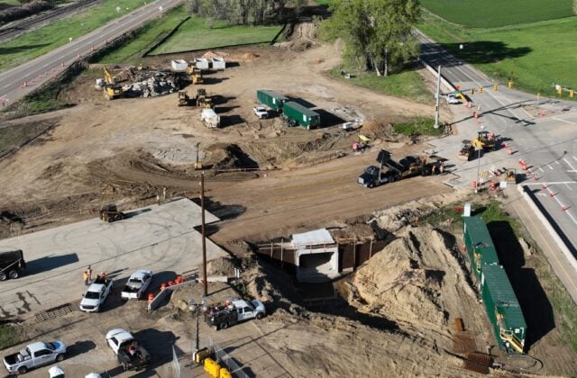 photograph of a construction zone showing a bikeway underpass on Colorado Highway 119