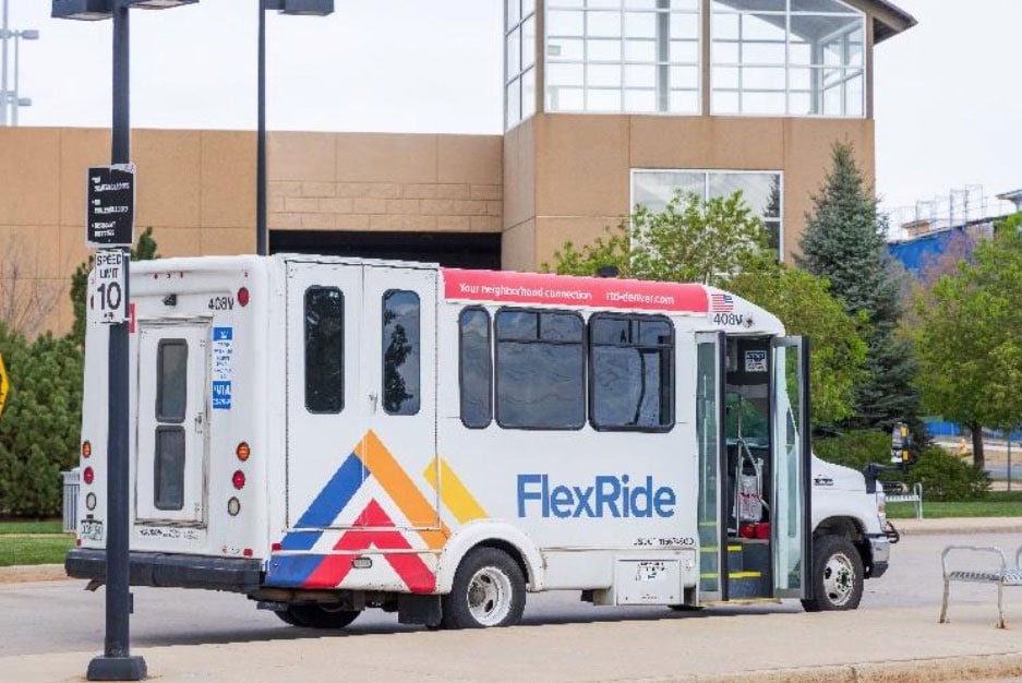 Flexride bus parked outside of Park-n-Ride